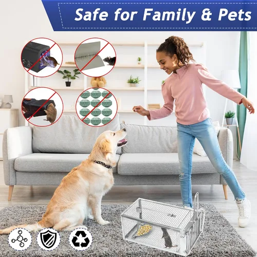 Vista 6 de 2 Pack Trampas Humanas para Ratas - Trampa para Roedores para Ardillas, Ratones y Ratas, Trampas para Ratas Vivas de Captura y Liberación