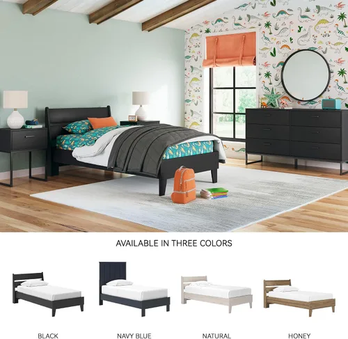 Vista 6 de Signature Design by Ashley Socalle - Cama casual de plataforma de doble panel, no necesita base o somier, color negro