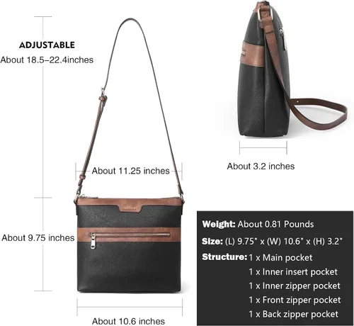 Vista 3 de CHOLISS Bolsos cruzados para mujer de tamaño mediano de cuero para viaje para mujer Monederos cruzados para mujer