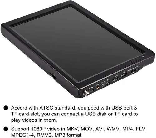 Vista 4 de Pomya 12 pulgadas Digital Televisión ATSC TV portátil 1080P HD HDMI reproductor de vídeo para el coche casero (EE.UU.)