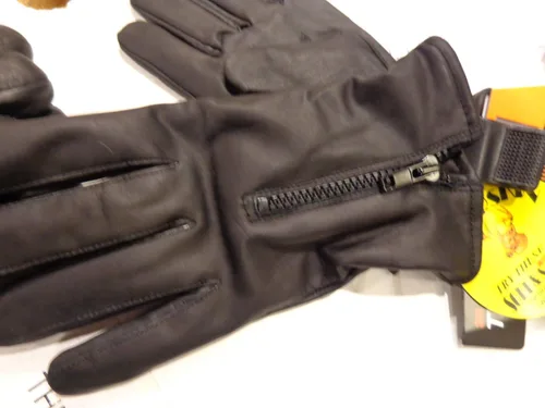 Vista 4 de Guantes de conducción de piel suave con cremallera y forro cálido para hombre