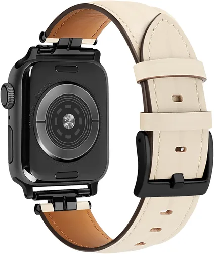 Vista 10 de Correa de cuero compatible con correas de Apple Watch para hombres de 38/40/41/42/44/45/46/1.929 in, correa de cuero genuino para iWatch Series 10