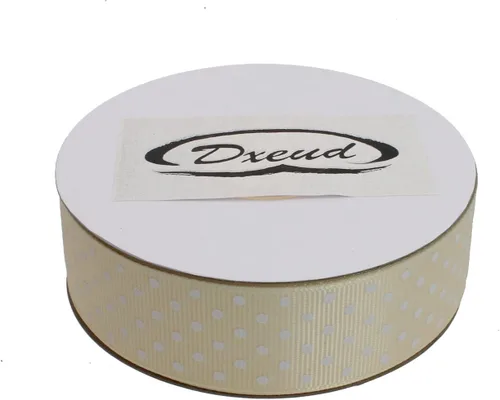 Vista 3 de Cinta de grogrén de lunares de 25 yardas cada rollo 100% poliéster (1 pulgada, beige)