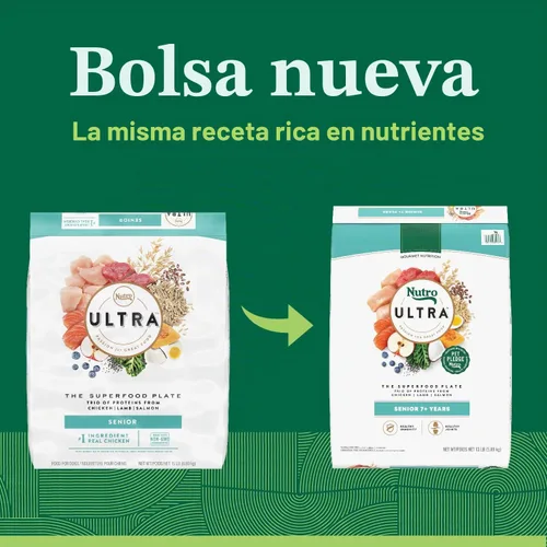 Vista 3 de Nutro Ultra High Protein - Alimento seco para perros mayores, pollo, cordero y salmón, 13 libras