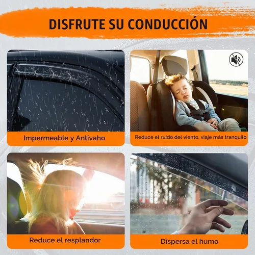 Vista 4 de Deflectores de visera de ventana con cinta, compatibles con Mitsubishi Mirage Hatchback 2014-2023, protectores de lluvia de ventana
