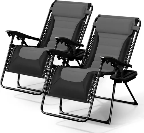 Vista 10 de Nestl Silla acolchada de gran tamaño de gravedad cero, silla de salón Gris / Negro