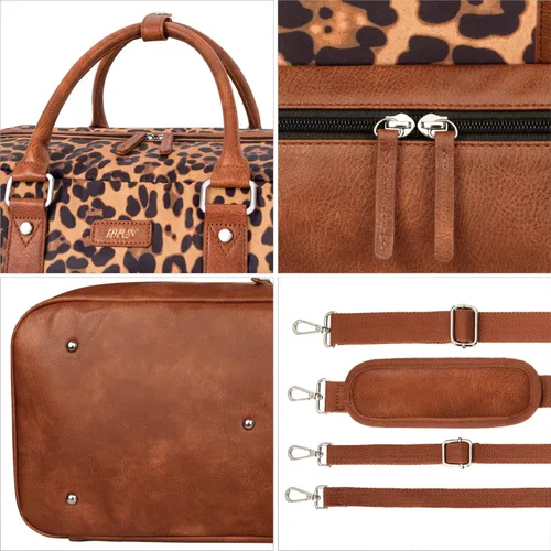 Vista 22 de IBFUN Bolsas de fin de semana para mujer, bolsa grande de lona para viaje, bolsa de viaje con compartimento para zapatos, 21 pulgadas, juego de 3