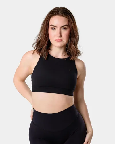 Vista 4 de Kamo Fitness Featherlite Nora - Sujetadores deportivos de alto impacto para mujer, con cuello alto, brasier integrado y recortes asimétricos