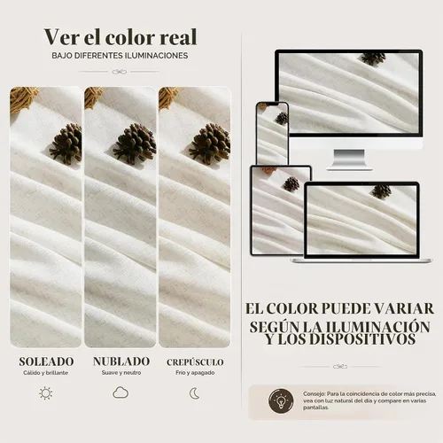 Vista 8 de Hokibero Cortinas de lino natural de 96 pulgadas de largo para sala