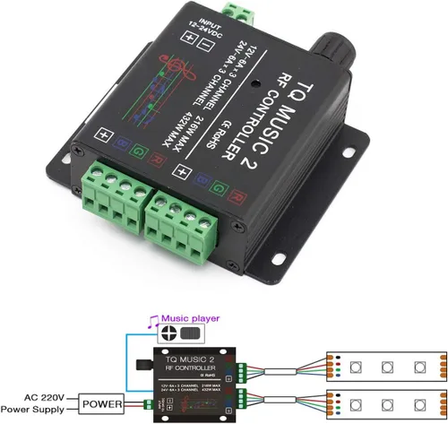 Vista 3 de SUPERNIGHT Controlador táctil de música LED RGB RF Sensibilidad Retroiluminación RF toque remoto Color 3.5MM Audio 15 modos de música Controlador