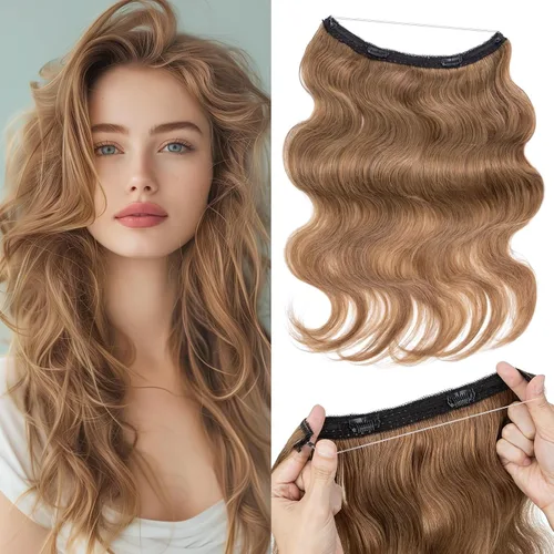 Vista 29 de Extensiones de cabello humano real, extensiones de cabello humano 100 % humano, extensiones de clip, ondulado, negro azabache 01, 2.46 oz/18 pulgadas