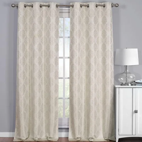 Vista 2 de Royal Hotel Bedding Paneles de cortinas opacas con ojales superiores de jacquard de cachemira, 2 paneles, 36 x 84 pulgadas cada uno