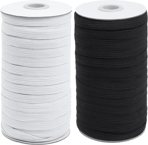 Vista 14 de Coopay Bandas elásticas planas de 40 yardas de largo, 1/2 pulgada de ancho, cuerda elástica plana para coser proyectos de bricolaje, artes y Negro