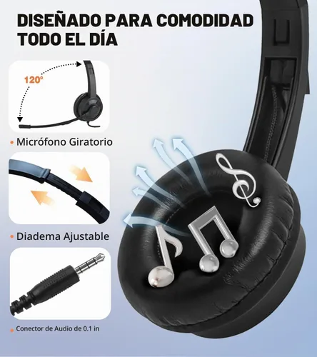 Vista 3 de Auriculares con cable para niños con micrófono para aula, escuela, estudiantes K-12, auriculares con cable Jack de 0.138 in para Chromebooks