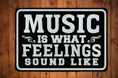 Vista 2 de Cusde Music Is What Feelings Sound Like - Decoración de pared inspiradora, letrero de lata con música, regalos para amantes de la música, carteles
