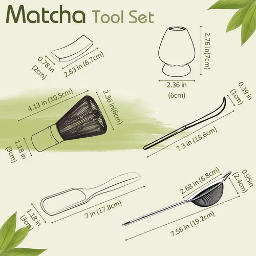 Vista 4 de Juego de 6 batidores de matcha, kit de herramientas de fabricación de matcha ceremonial japonés para batidor de bambú, cuchara de matcha, cuchara