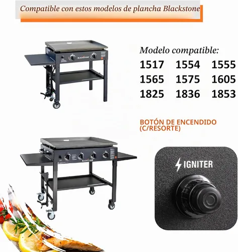 Vista 4 de Botón de encendido negro con resorte de repuesto para parrilla de gas Blackstone de 36 pulgadas y 28 pulgadas, tapa de interruptor de encendido