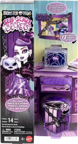 Vista 6 de Monster High Self-Scare Secrets Spectra Vondergeist - Juego de muñecas y accesorios con 13 sorpresas realistas como kit de manicura y tocadiscos