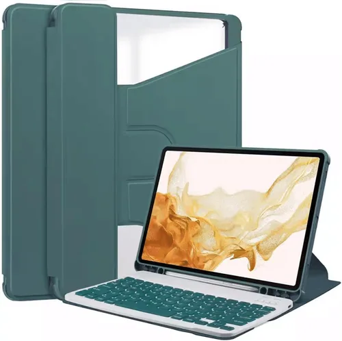 Vista 23 de kaidisen Funda con teclado giratorio 360° para Galaxy Tab S6 Lite de 10.4 pulgadas, soporte vertical, teclado magnético desmontable, funda Azul/claro