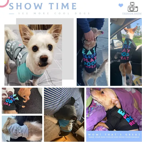 Vista 2 de PETCARE Paquete de 3 ropa para perros pequeños, Yorkie, Chihuahua, Shih Tzu, ropa linda para cachorros, camisas suaves y transpirables para perros