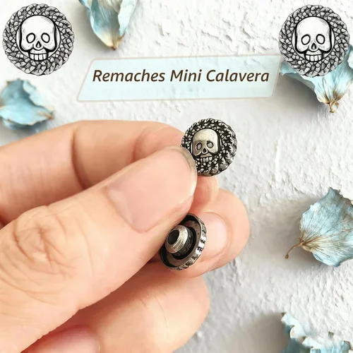 Vista 5 de 100 botones de calavera de metal, remaches de calavera, botones de decoración de cuero, remaches de metal para accesorios de bricolaje