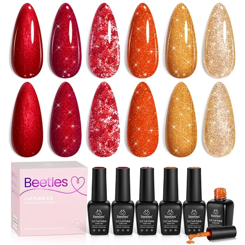 Vista 43 de beetles - Juego de esmaltes en gel color borgoña – Berry Merlot 6, ciruela, cereza, moca, rojo, otoño-invierno, morado oscuro, vino púrpura oscuro