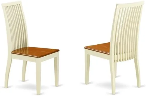 Vista 4 de East West Furniture HLIP3-BMK-W - Juego de comedor de 3 piezas que contiene una mesa de comedor redonda con pedestal y 2 sillas de cocina, 42 x 42