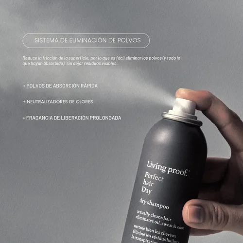 Vista 6 de Champú en Seco Living Proof Perfect Hair Day – Absorbe Aceite, Sudor, Olor, Limpia el Cabello, Aroma Fresco, Desintoxica el Cuero Cabelludo
