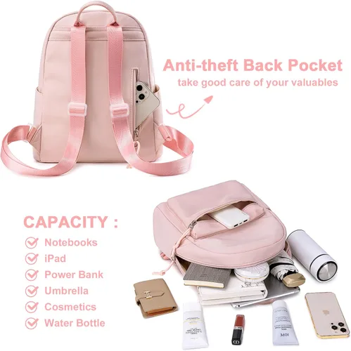 Vista 5 de BTOOP Mini mochila para mujeres y niñas, resistente al agua, mochila pequeña, bolsa de hombro para mujeres, adultos, niños, escuela, viajes