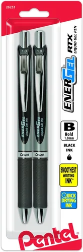 Vista 38 de Pentel EnerGel RTX - Bolígrafo de gel líquido retráctil, línea mediana, punta de metal, tinta de colores surtidos, paquete de 4 unidades (BL77BP4M)
