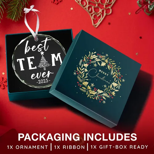 Vista 5 de Adorno del mejor equipo del mundo: regalos únicos de Navidad y agradecimiento para empleados, adornos geniales del equipo, regalos de agradecimiento