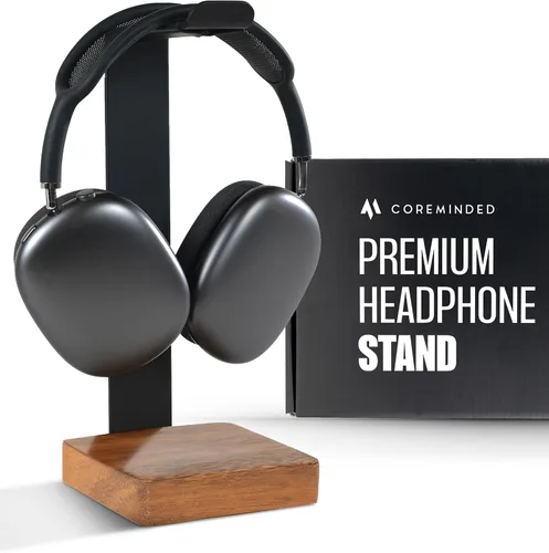 Vista 11 de COREMINDED Universal Headphone Stand for Desk, Walnut Wood Headset Holder Dark Walnut