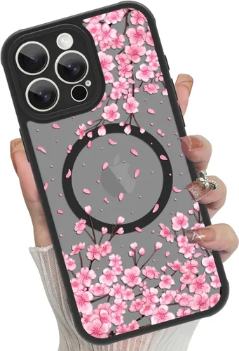 Vista 9 de Funda magnética para iPhone 17 Pro [compatible con MagSafe], bonita funda de moda con estampado de leopardo negro, translúcida, mate, parte trasera