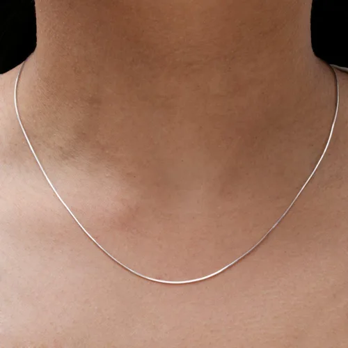 Vista 4 de PORI JEWELERS Cadena mágica de plata de ley 925, 0.028 in, 8 caras, de serpiente italiana, para mujer, fabricada en Italia