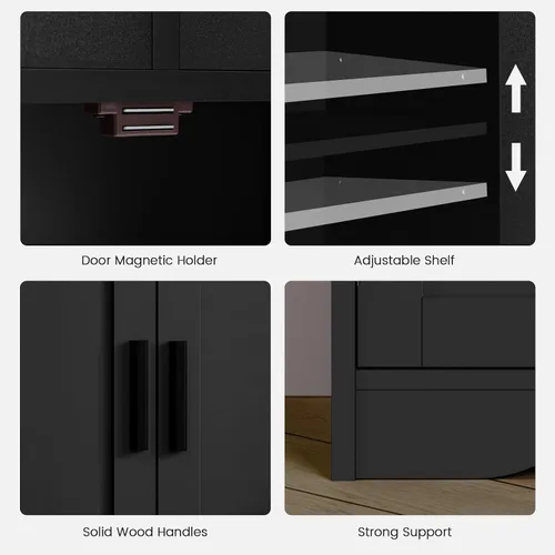 Vista 7 de Iwell Armario de almacenamiento con puertas y estantes, armario de despensa de cocina, gabinetes de baño para sala de estar, cocina, lavandería