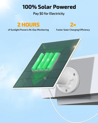 Vista 2 de 《100% alimentado por energía solar y audio bidireccional》Sistema de cámara PTZ inalámbrica para exteriores, cámaras con batería de 4MP alimentadas