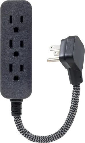 Vista 2 de Philips - Mini cable de extensión a tierra de 3 salidas, cable de extensión interior de 5 pulgadas Flat Plug Power Strip, Short Power Strip Flat