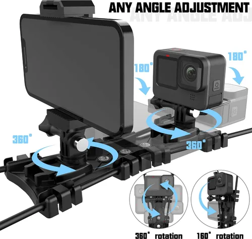 Vista 2 de Soporte de valla para smartphone con soporte para batería - Entrenamiento de tenis y pickleball Kit de montaje de Game Changer compatible