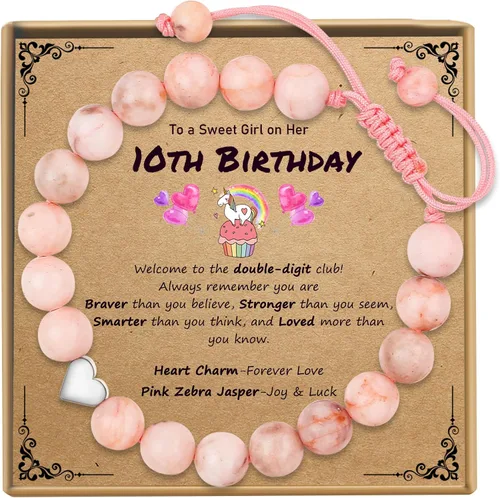 Vista 25 de Sereney Regalos de cumpleaños para niñas, pulseras de cuentas hechas a mano rosa para adolescentes