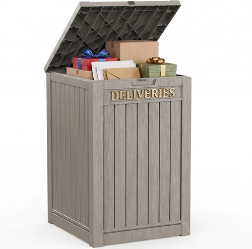 Vista 8 de Cajas de entrega del paquete para el exterior, diseño seguro bloqueable de Negro