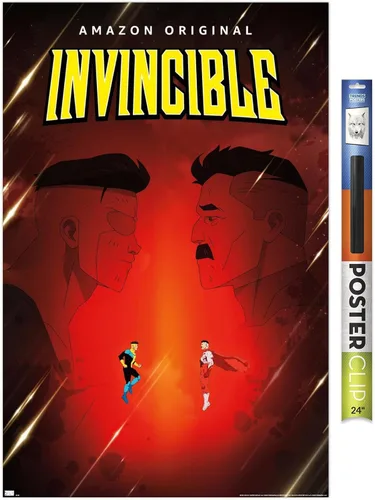 Vista 17 de Invincible - Póster de pared de una hoja de padre e hijo, 22.4 pulgadas de largo x 14.7 pulgadas de ancho, versión enmarcada de madera de granero