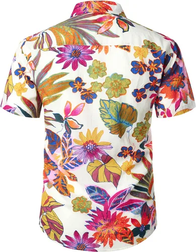 Vista 2 de JOGAL Camisa hawaiana de manga corta con botones para hombre