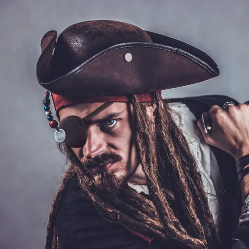 Vista 8 de CLISPEED Parche para ojos de pirata, 2 unidades, parches de calavera de un ojo negro, máscaras de ojos de capitán pirata de seda, para Halloween