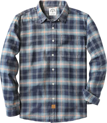 Vista 47 de Dubinik® Camisa de franela, para hombre, de manga larga, a cuadros, suave, 100% algodón, informal, con botones, ajuste regular Gris Negro