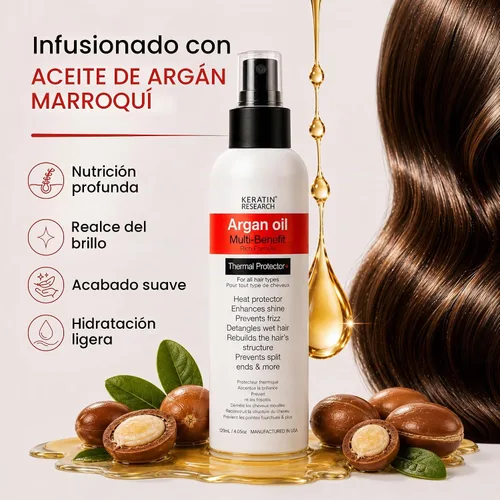 Vista 4 de Spray protector térmico para el cabello: mejora el brillo, elimina el encrespamiento, desenreda, evita las puntas abiertas, repone nutrientes, se