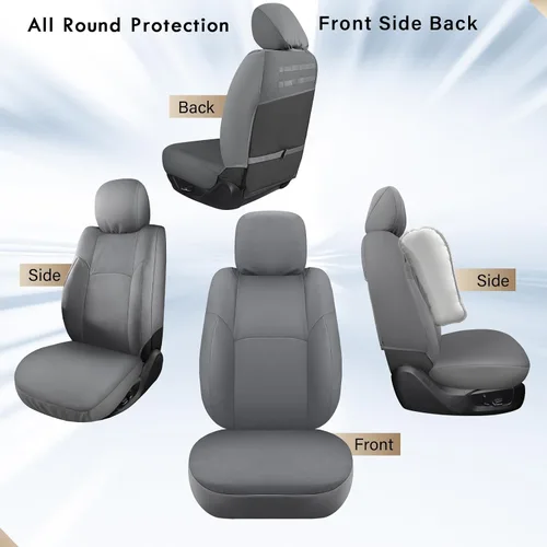 Vista 26 de Coverado Chevy Silverado - Juego completo de fundas de asiento de lona impermeables, apto para Silverado GMC Sierra 2007-2013 y 2019-2025 1500 Negro