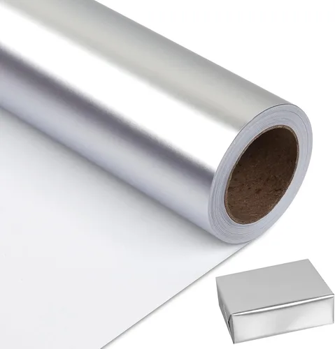 Vista 11 de NESCCI Papel de regalo metálico marrón, papel de color sólido, papel de regalo perfecto para bodas, día de San Valentín, cumpleaños, Navidad, baby