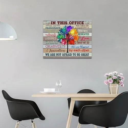 Vista 3 de At In This Office - Arte de pared inspirador para oficina, citas motivacionales, imágenes, lienzo, arte de pared con texto en inglés, We Are A Team