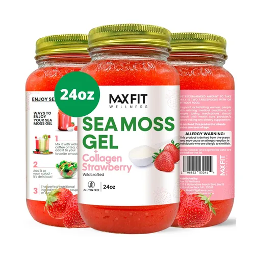Vista 21 de Gel de musgo marino crudo (12 sabores) de 24 onzas, gel de musgo marino dorado silvestre de Santa Lucía 92 vitaminas y minerales puro crudo +