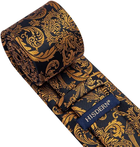 Vista 64 de HISDERN Corbatas para hombre, corbata de cachemira y bolsillo cuadrado tejido clásico floral para hombre, corbata de fiesta de boda